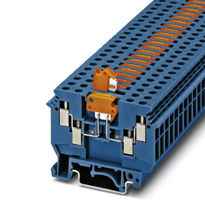 Phoenix Contact Knife Disconnect - Multi-Conductor Terminal Block; UDK 4-MTK-P/P; 15A; 600V; 2-Level; #30 - #10; Screw Connection; Blue